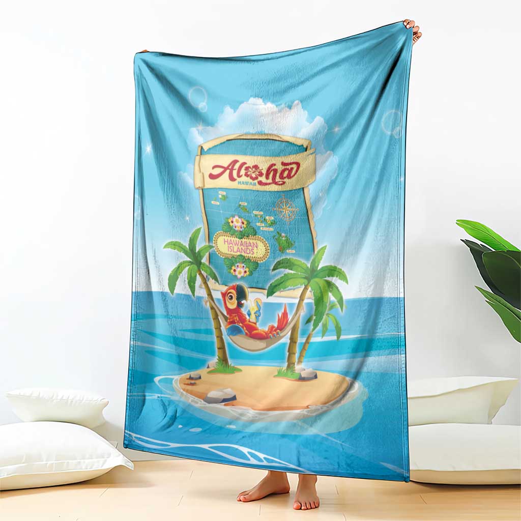 Aloha Hawaii Blanket Funny Macaw Parrot Tropical Vibe