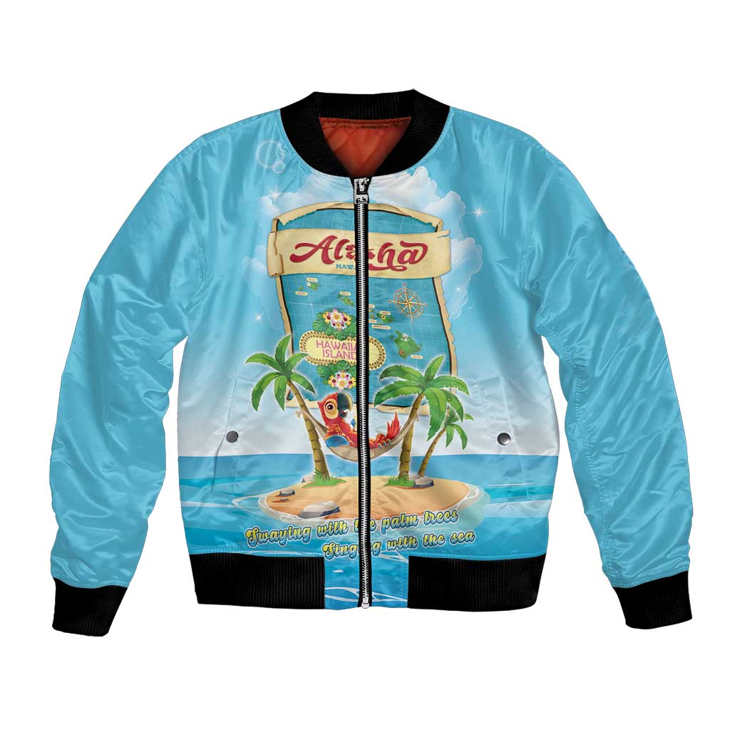 Aloha Hawaii Bomber Jacket Funny Macaw Parrot Tropical Vibe