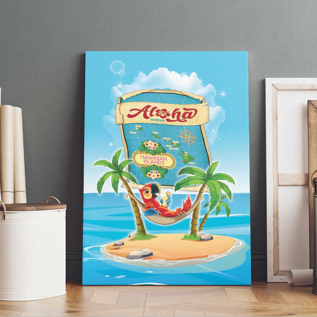 Aloha Hawaii Canvas Wall Art Funny Macaw Parrot Tropical Vibe