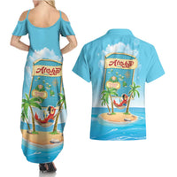 Aloha Hawaii Couples Matching Summer Maxi Dress and Hawaiian Shirt Funny Macaw Parrot Tropical Vibe