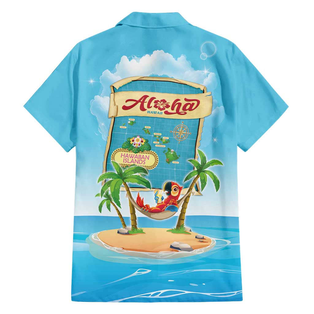 Aloha Hawaii Family Matching Off Shoulder Short Dress and Hawaiian Shirt Funny Macaw Parrot Tropical Vibe