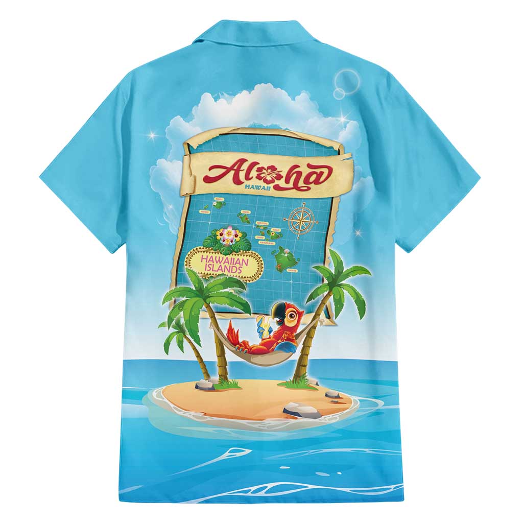Aloha Hawaii Family Matching Short Sleeve Bodycon Dress and Hawaiian Shirt Funny Macaw Parrot Tropical Vibe