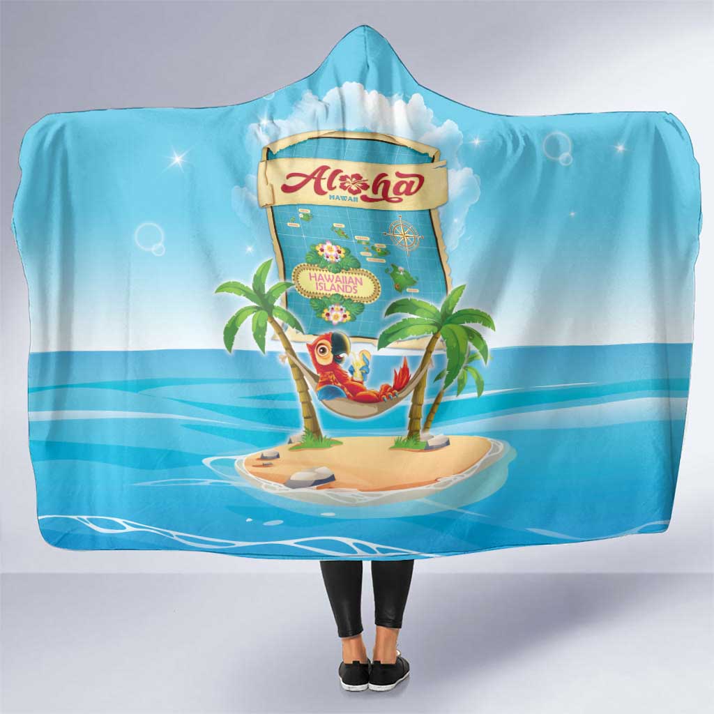 Aloha Hawaii Hooded Blanket Funny Macaw Parrot Tropical Vibe LT05 One Size Blue - Polynesian Pride