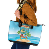 Aloha Hawaii Leather Tote Bag Funny Macaw Parrot Tropical Vibe LT05 Blue - Polynesian Pride