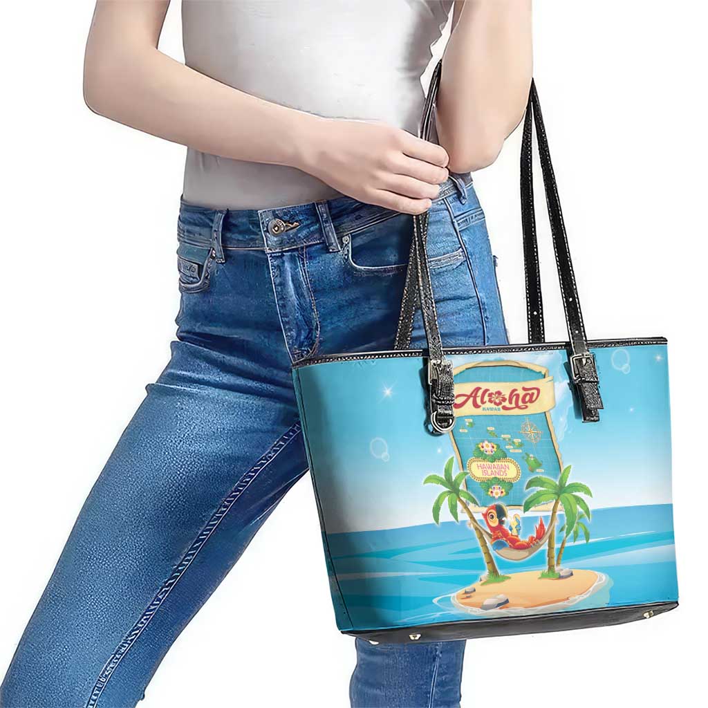 Aloha Hawaii Leather Tote Bag Funny Macaw Parrot Tropical Vibe LT05 - Polynesian Pride