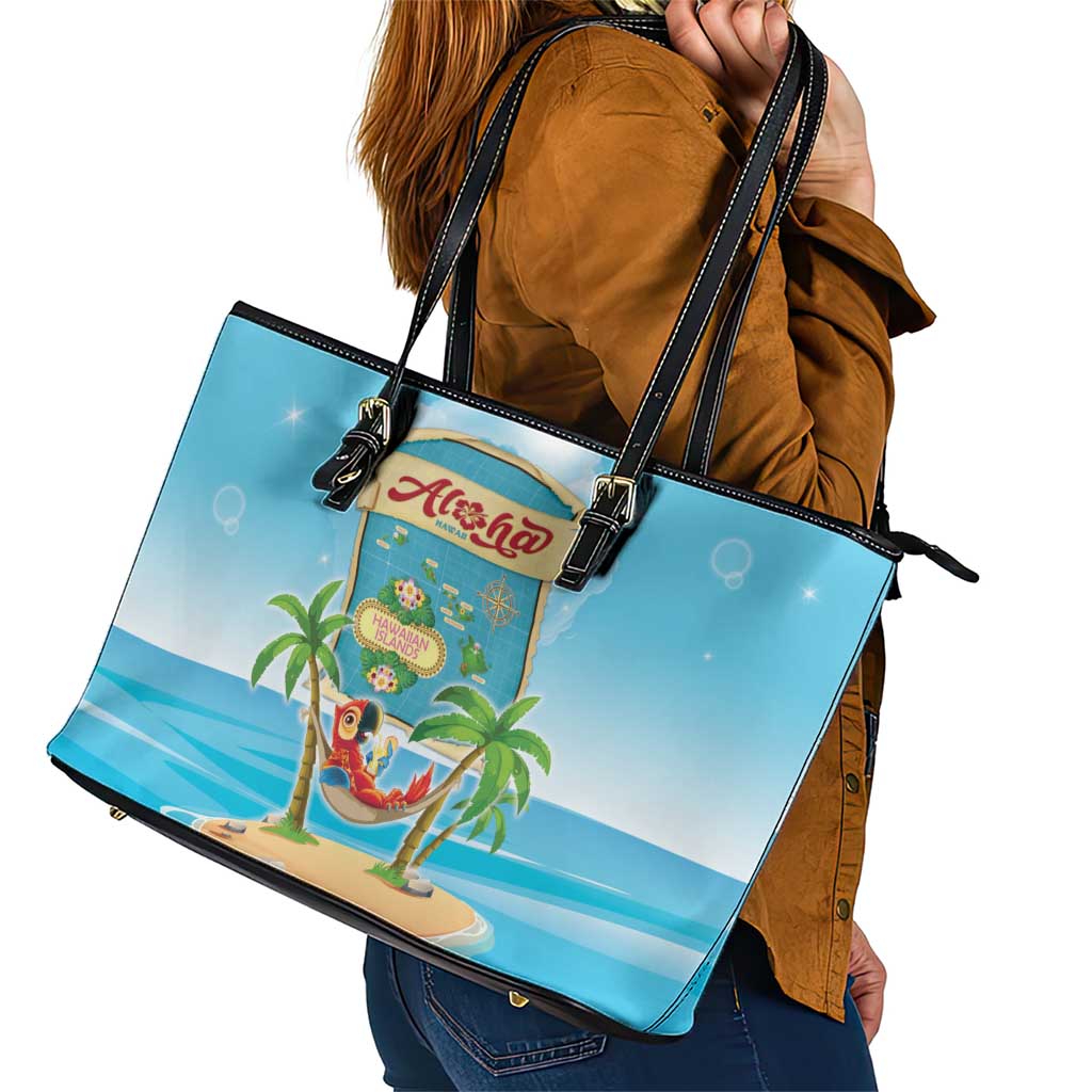 Aloha Hawaii Leather Tote Bag Funny Macaw Parrot Tropical Vibe LT05 - Polynesian Pride