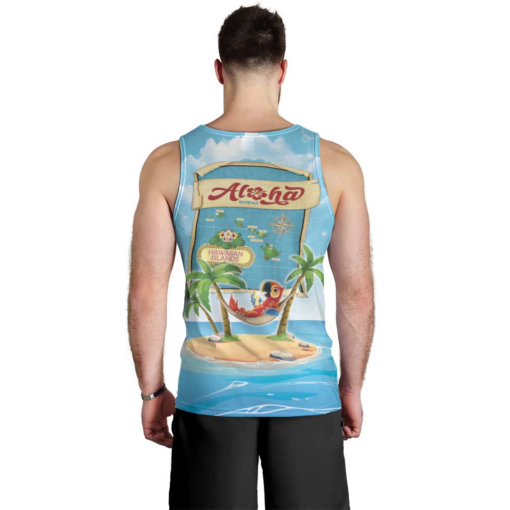 Aloha Hawaii Men Tank Top Funny Macaw Parrot Tropical Vibe LT05 - Polynesian Pride