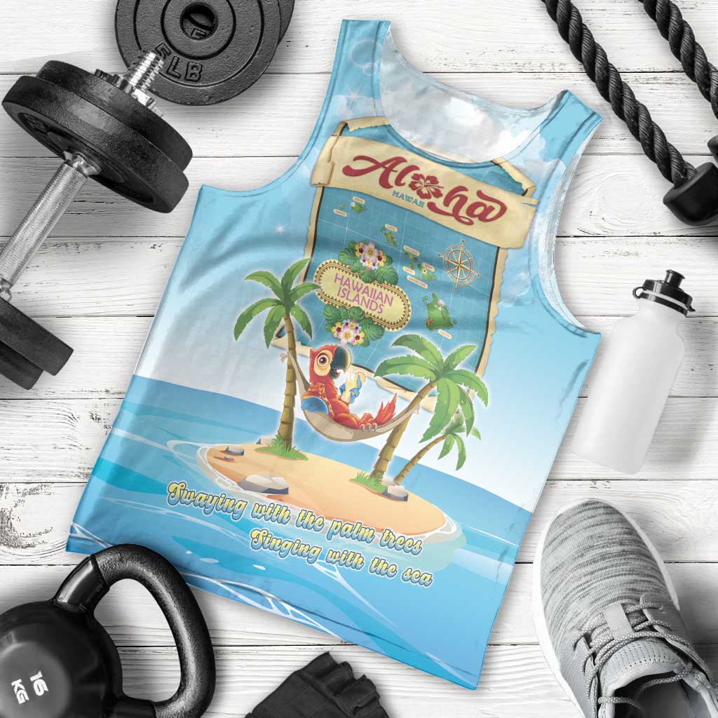 Aloha Hawaii Men Tank Top Funny Macaw Parrot Tropical Vibe LT05 - Polynesian Pride