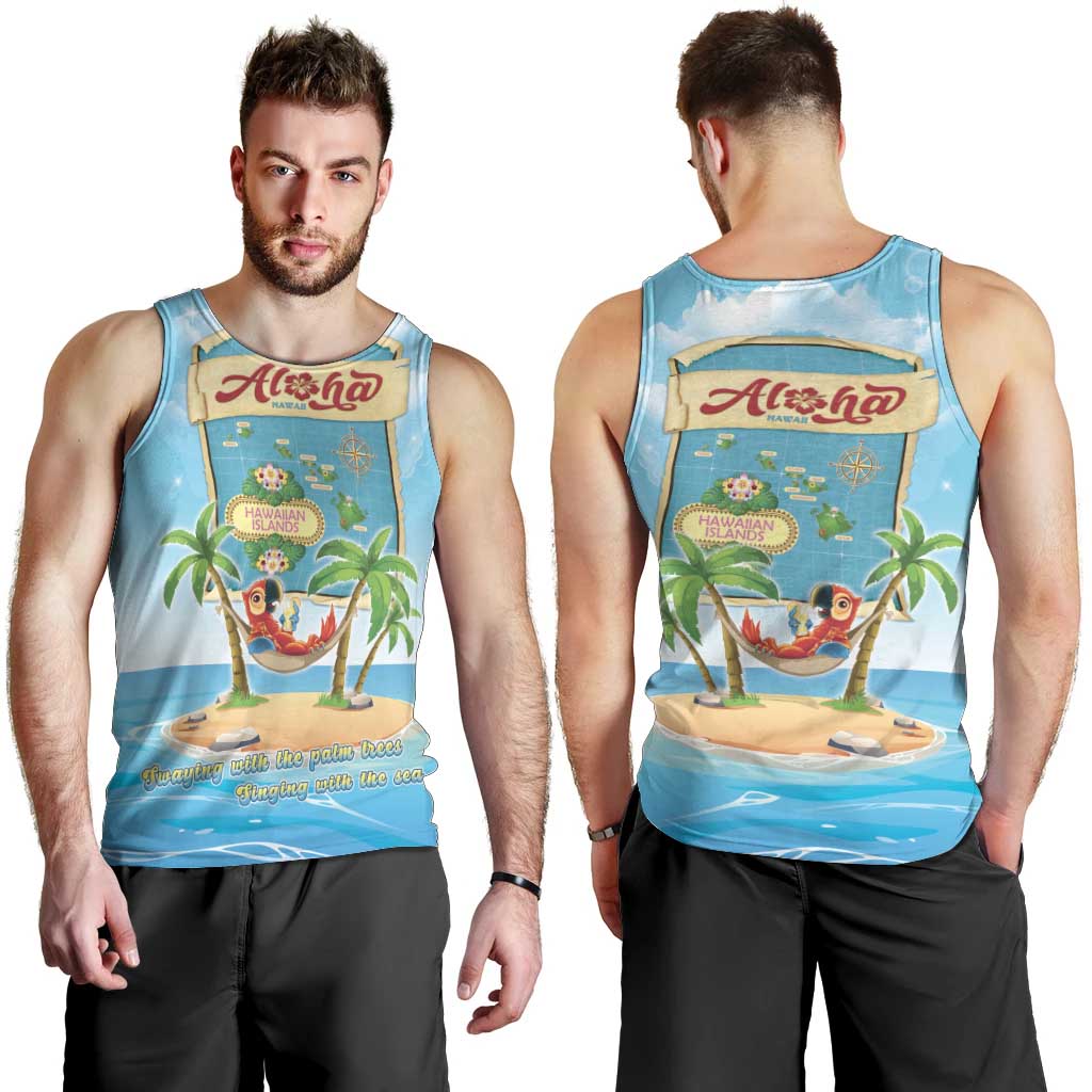 Aloha Hawaii Men Tank Top Funny Macaw Parrot Tropical Vibe LT05 - Polynesian Pride