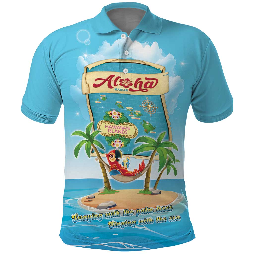 Aloha Hawaii Polo Shirt Funny Macaw Parrot Tropical Vibe