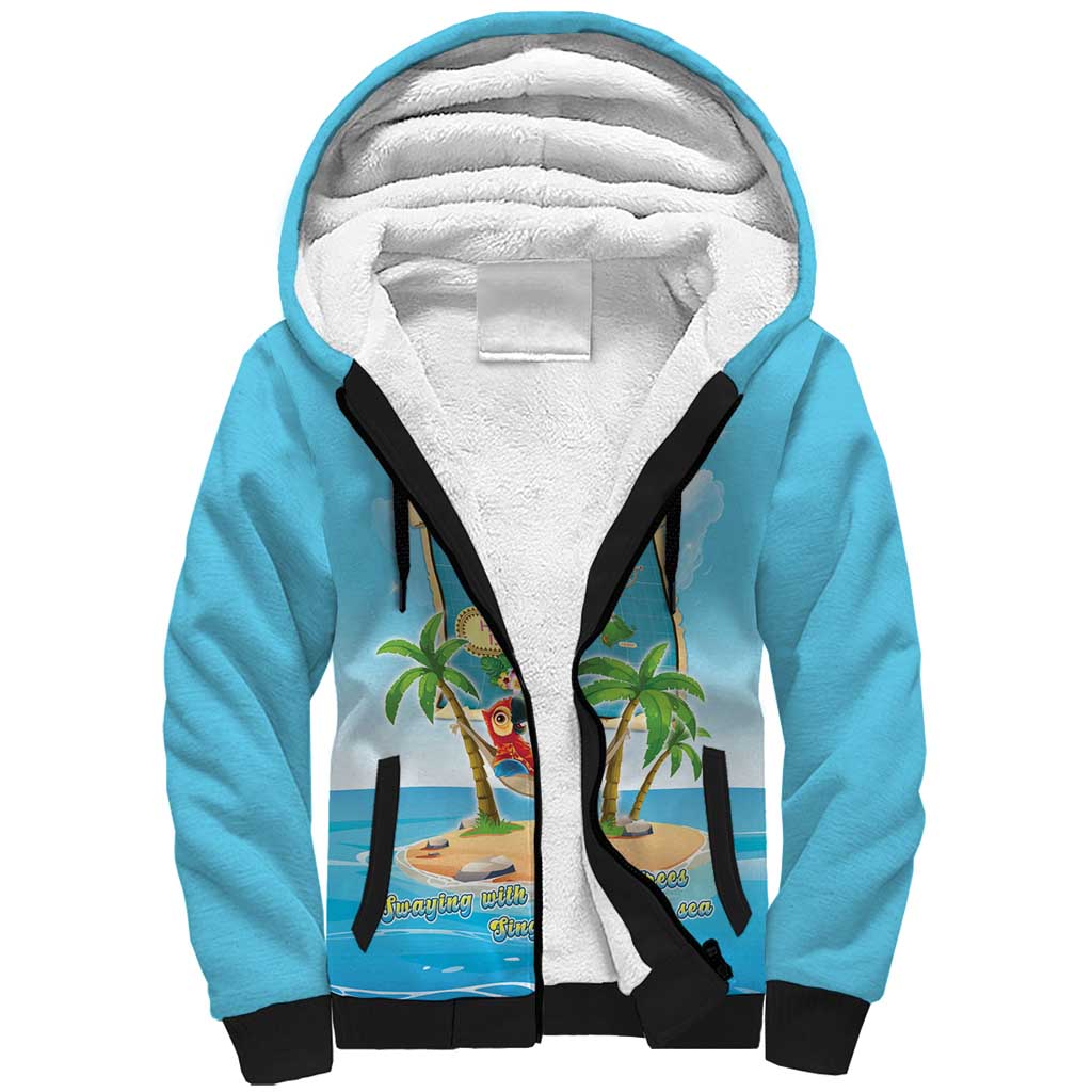 Aloha Hawaii Sherpa Hoodie Funny Macaw Parrot Tropical Vibe LT05 Unisex Blue - Polynesian Pride