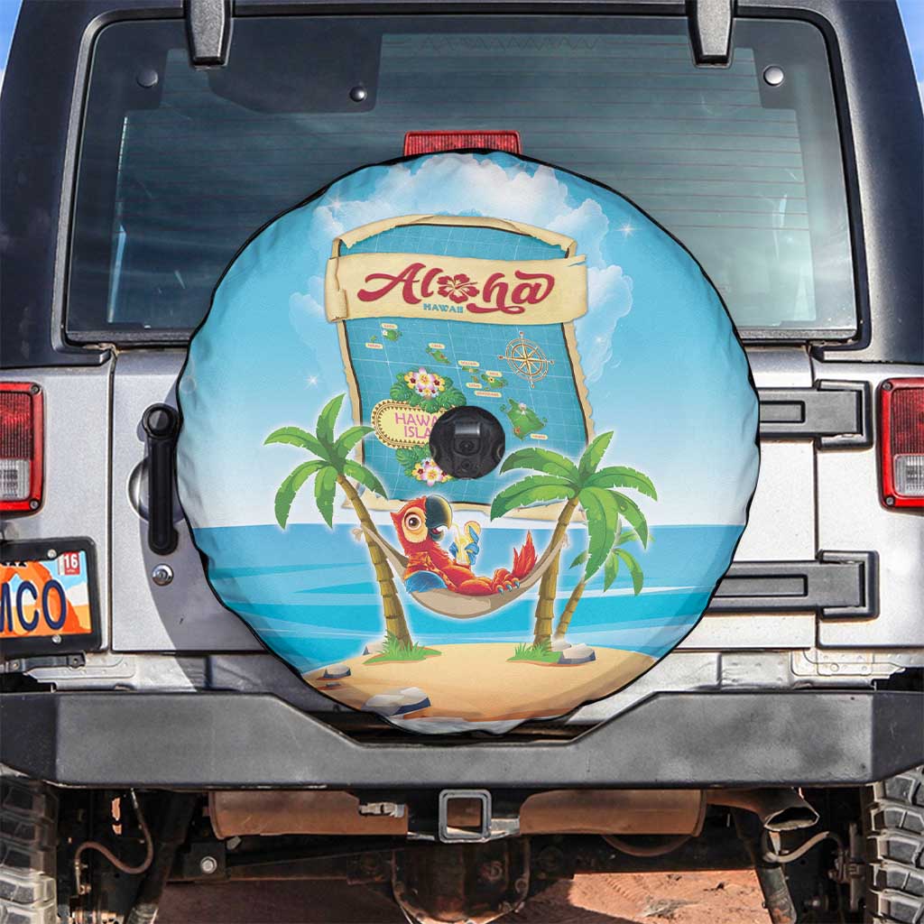 Aloha Hawaii Spare Tire Cover Funny Macaw Parrot Tropical Vibe