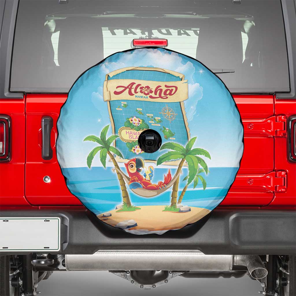 Aloha Hawaii Spare Tire Cover Funny Macaw Parrot Tropical Vibe