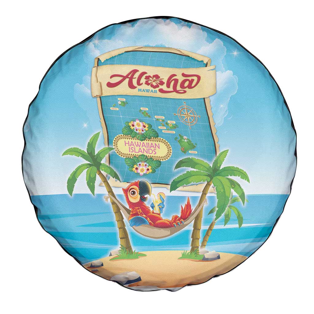 Aloha Hawaii Spare Tire Cover Funny Macaw Parrot Tropical Vibe