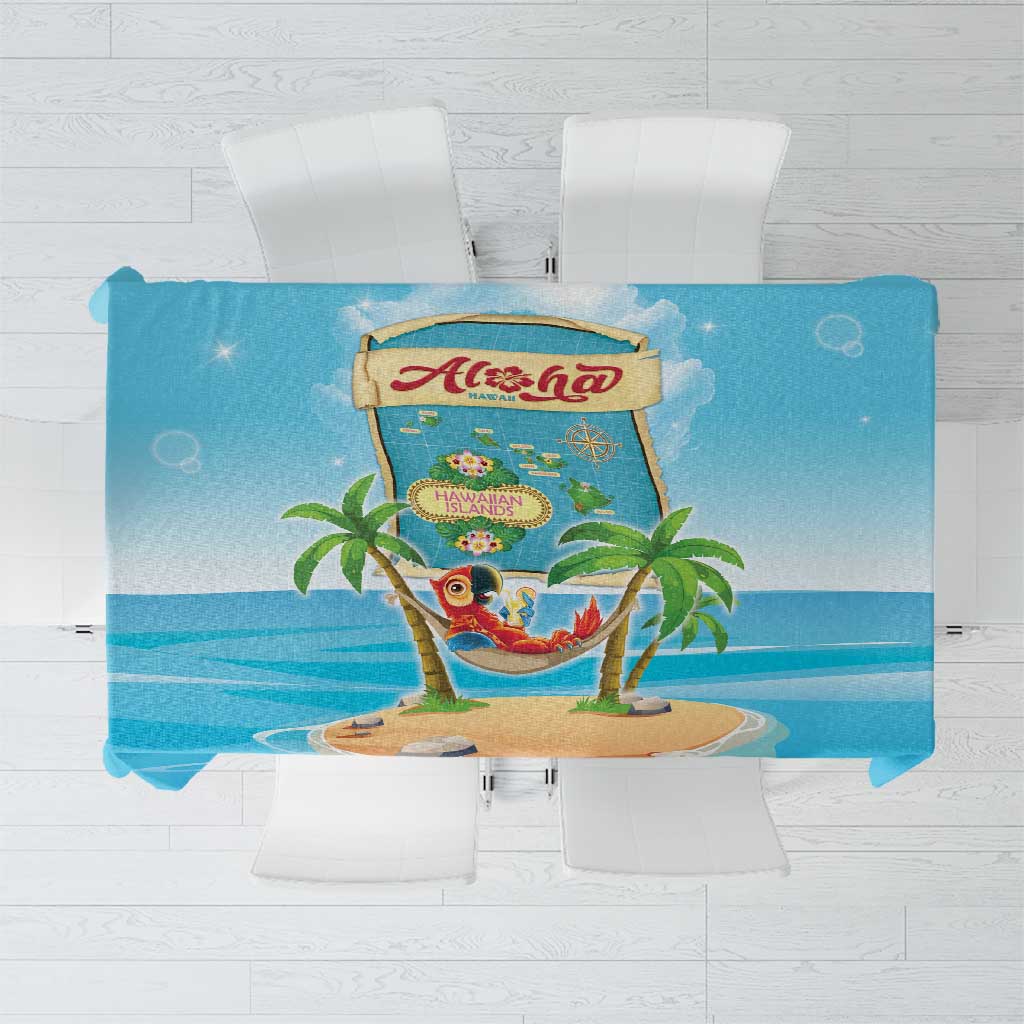 Aloha Hawaii Tablecloth Funny Macaw Parrot Tropical Vibe LT05 Blue - Polynesian Pride