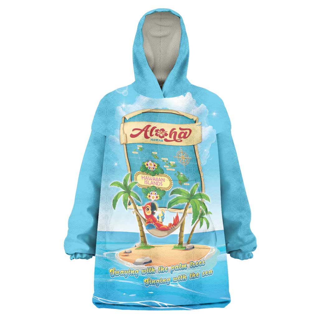 Aloha Hawaii Wearable Blanket Hoodie Funny Macaw Parrot Tropical Vibe LT05 One Size Blue - Polynesian Pride