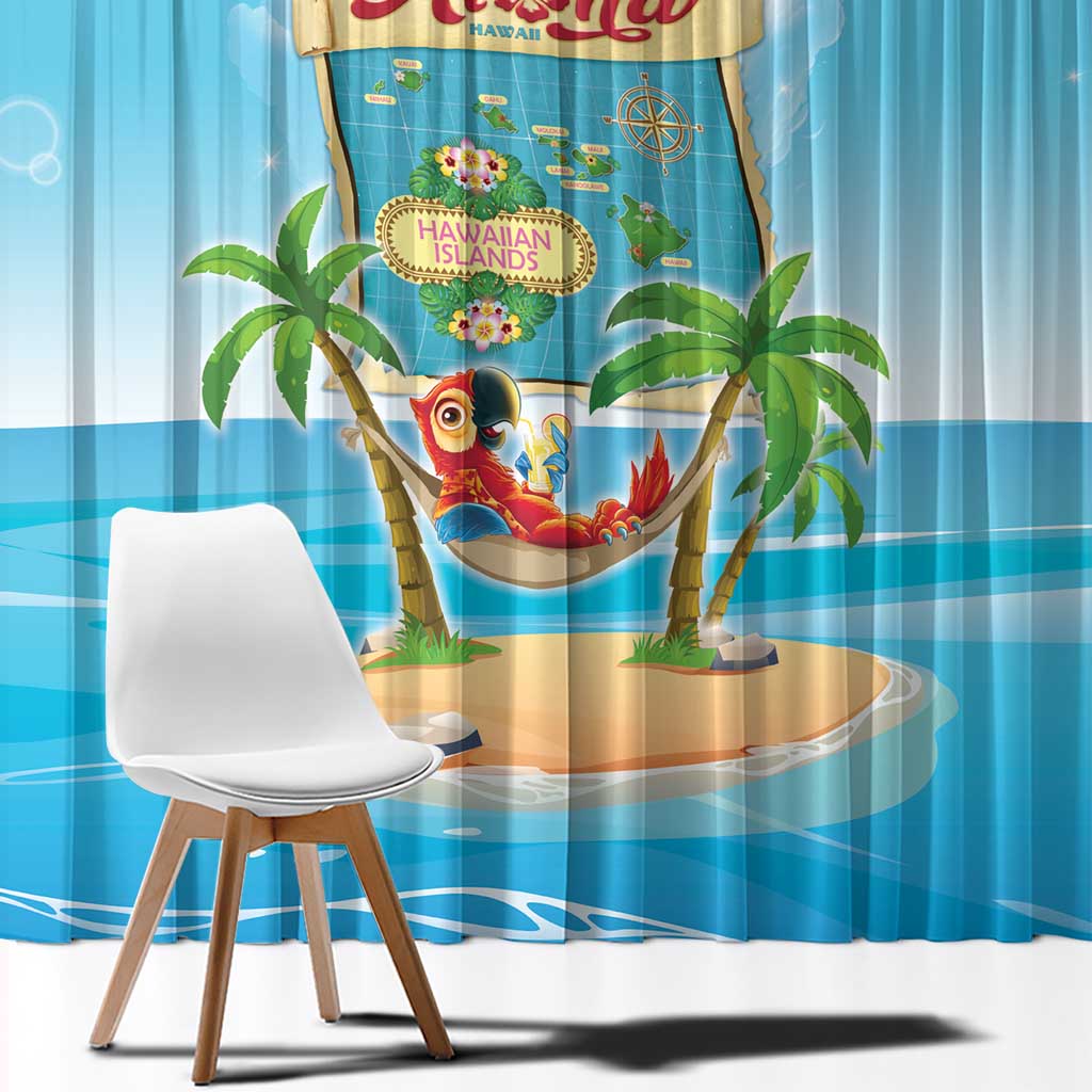 Aloha Hawaii Window Curtain Funny Macaw Parrot Tropical Vibe LT05 - Polynesian Pride