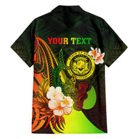 Personalised Hawaii State Motto Family Matching Long Sleeve Bodycon Dress and Hawaiian Shirt Hawaiian Tribal Reggae Hammerhead Shark LT05 - Polynesian Pride