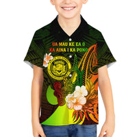 Personalised Hawaii State Motto Family Matching Long Sleeve Bodycon Dress and Hawaiian Shirt Hawaiian Tribal Reggae Hammerhead Shark LT05 Son's Shirt Reggae - Polynesian Pride