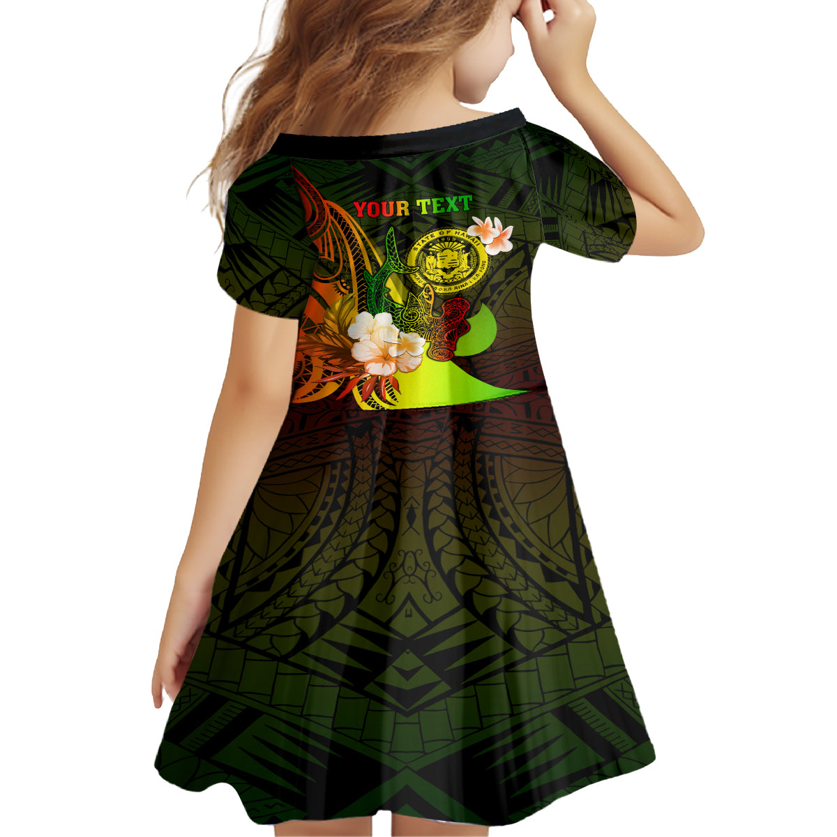 Personalised Hawaii State Motto Family Matching Off Shoulder Maxi Dress and Hawaiian Shirt Hawaiian Tribal Reggae Hammerhead Shark LT05 - Polynesian Pride