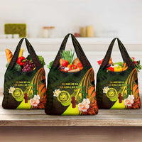 Hawaii State Motto Grocery Bag Hawaiian Tribal Reggae Hammerhead Shark