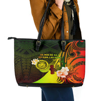 Hawaii State Motto Leather Tote Bag Hawaiian Tribal Reggae Hammerhead Shark LT05 - Polynesian Pride