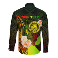 Personalised Hawaii State Motto Long Sleeve Button Shirt Hawaiian Tribal Reggae Hammerhead Shark LT05 - Polynesian Pride