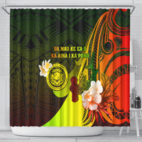 Hawaii State Motto Shower Curtain Hawaiian Tribal Reggae Hammerhead Shark LT05 - Polynesian Pride