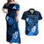 Personalised Hawaii State Motto Couples Matching Off Shoulder Maxi Dress and Hawaiian Shirt Hawaiian Tribal Blue Hammerhead Shark LT05 Blue - Polynesian Pride