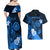 Personalised Hawaii State Motto Couples Matching Off Shoulder Maxi Dress and Hawaiian Shirt Hawaiian Tribal Blue Hammerhead Shark LT05 - Polynesian Pride