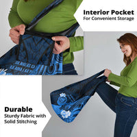 Hawaii State Motto Grocery Bag Hawaiian Tribal Blue Hammerhead Shark