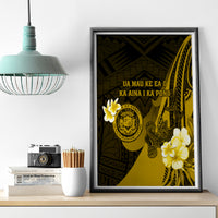 Hawaii State Motto Canvas Wall Art Hawaiian Tribal Gold Hammerhead Shark LT05 - Polynesian Pride