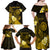 Personalised Hawaii State Motto Family Matching Off Shoulder Maxi Dress and Hawaiian Shirt Hawaiian Tribal Gold Hammerhead Shark LT05 - Polynesian Pride