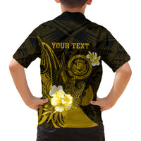 Personalised Hawaii State Motto Family Matching Tank Maxi Dress and Hawaiian Shirt Hawaiian Tribal Gold Hammerhead Shark LT05 - Polynesian Pride