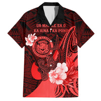 Personalised Hawaii State Motto Family Matching Tank Maxi Dress and Hawaiian Shirt Hawaiian Tribal Red Hammerhead Shark LT05 Dad's Shirt - Short Sleeve Red - Polynesian Pride