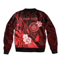 Personalised Hawaii State Motto Sleeve Zip Bomber Jacket Hawaiian Tribal Red Hammerhead Shark LT05 - Polynesian Pride