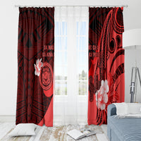 Hawaii State Motto Window Curtain Hawaiian Tribal Red Hammerhead Shark LT05 - Polynesian Pride