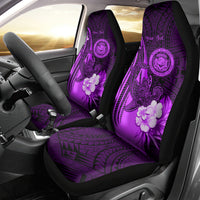 Personalised Hawaii State Motto Car Seat Cover Hawaiian Tribal Purple Hammerhead Shark LT05 - Polynesian Pride