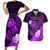 Personalised Hawaii State Motto Couples Matching Short Sleeve Bodycon Dress and Hawaiian Shirt Hawaiian Tribal Purple Hammerhead Shark LT05 Purple - Polynesian Pride