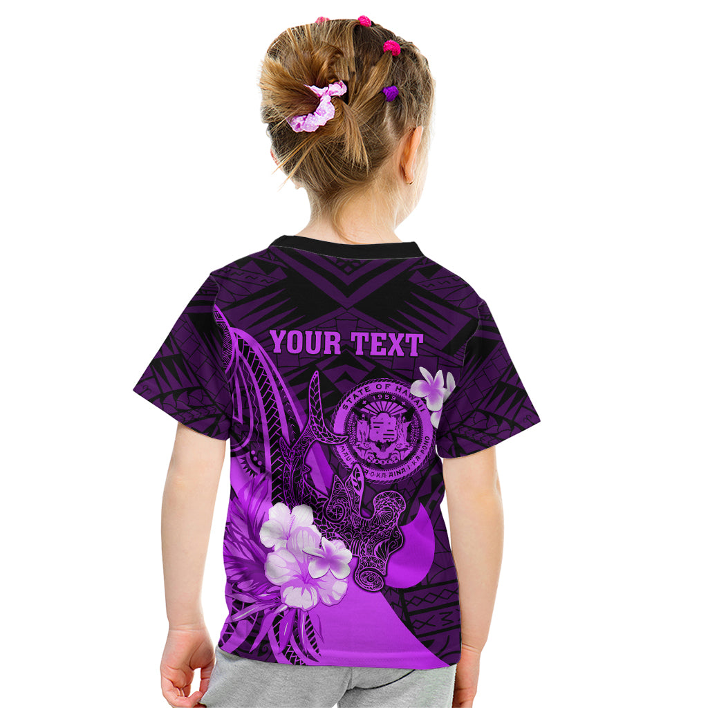 Personalised Hawaii State Motto Kid T Shirt Hawaiian Tribal Purple Hammerhead Shark LT05 - Polynesian Pride