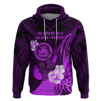 Personalised Hawaii State Motto Zip Hoodie Hawaiian Tribal Purple Hammerhead Shark LT05 Pullover Hoodie Purple - Polynesian Pride
