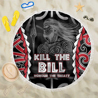 Aotearoa Waitangi Day Beach Blanket Maori Warrior Tribal Tattoo LT05 One Size 150cm Black - Polynesian Pride