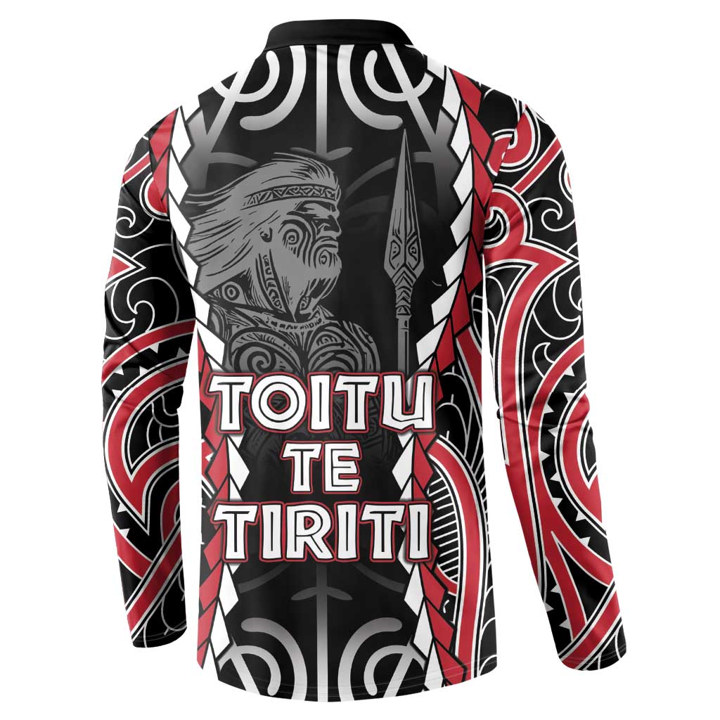 Aotearoa Waitangi Day Button Sweatshirt Maori Warrior Tribal Tattoo LT05 - Polynesian Pride