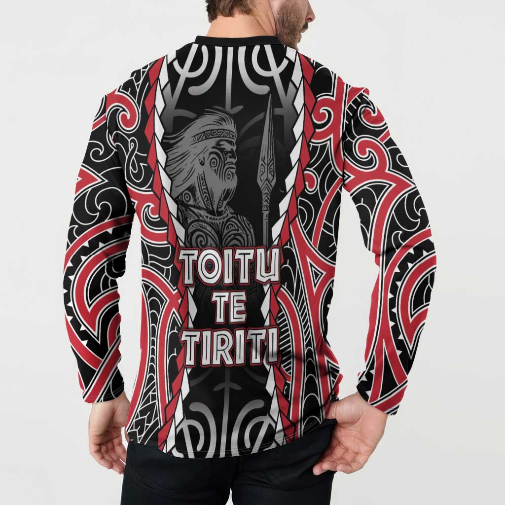 Aotearoa Waitangi Day Button Sweatshirt Maori Warrior Tribal Tattoo LT05 - Polynesian Pride