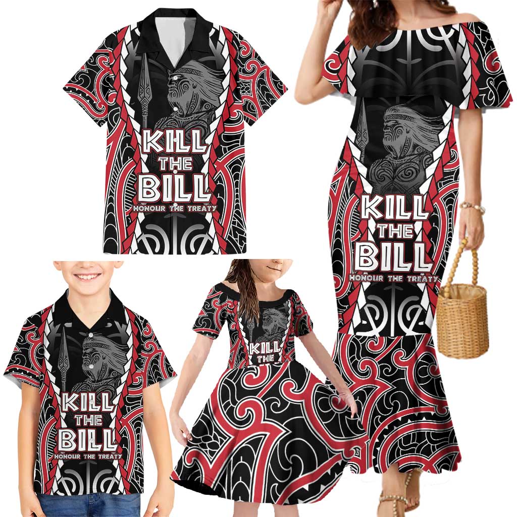 Aotearoa Waitangi Day Family Matching Mermaid Dress and Hawaiian Shirt Maori Warrior Tribal Tattoo