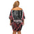 Aotearoa Waitangi Day Family Matching Off Shoulder Short Dress and Hawaiian Shirt Maori Warrior Tribal Tattoo