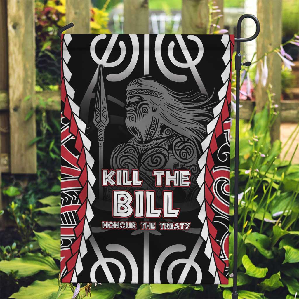 Aotearoa Waitangi Day Garden Flag Maori Warrior Tribal Tattoo LT05 Garden Flag Black - Polynesian Pride