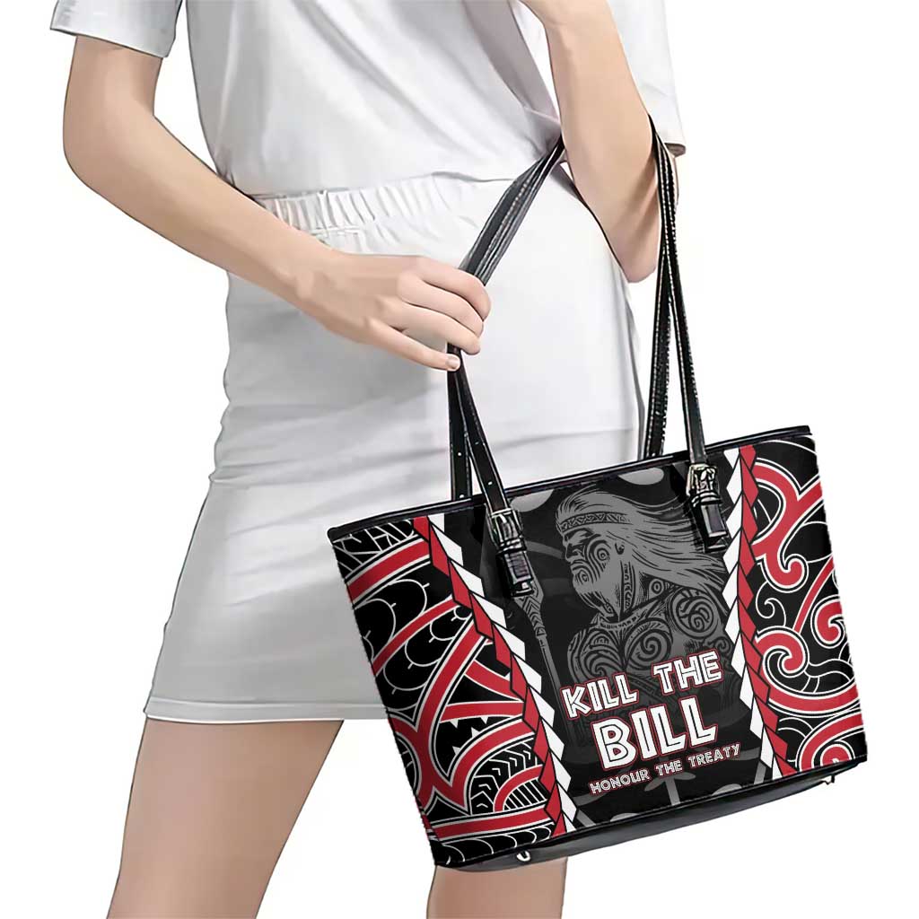 Aotearoa Waitangi Day Leather Tote Bag Maori Warrior Tribal Tattoo LT05 - Polynesian Pride