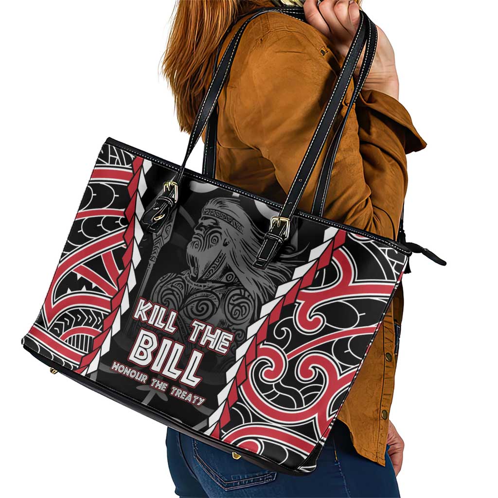 Aotearoa Waitangi Day Leather Tote Bag Maori Warrior Tribal Tattoo LT05 - Polynesian Pride