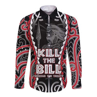 Aotearoa Waitangi Day Long Sleeve Button Shirt Maori Warrior Tribal Tattoo LT05 Unisex Black - Polynesian Pride